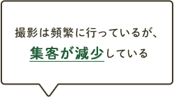 撮影は頻繁に行っているが、集客が減少している