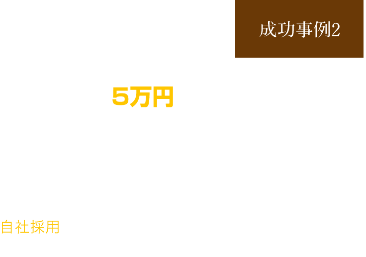 成功事例2 一人当たり5万円の経費で中途採用を実現！